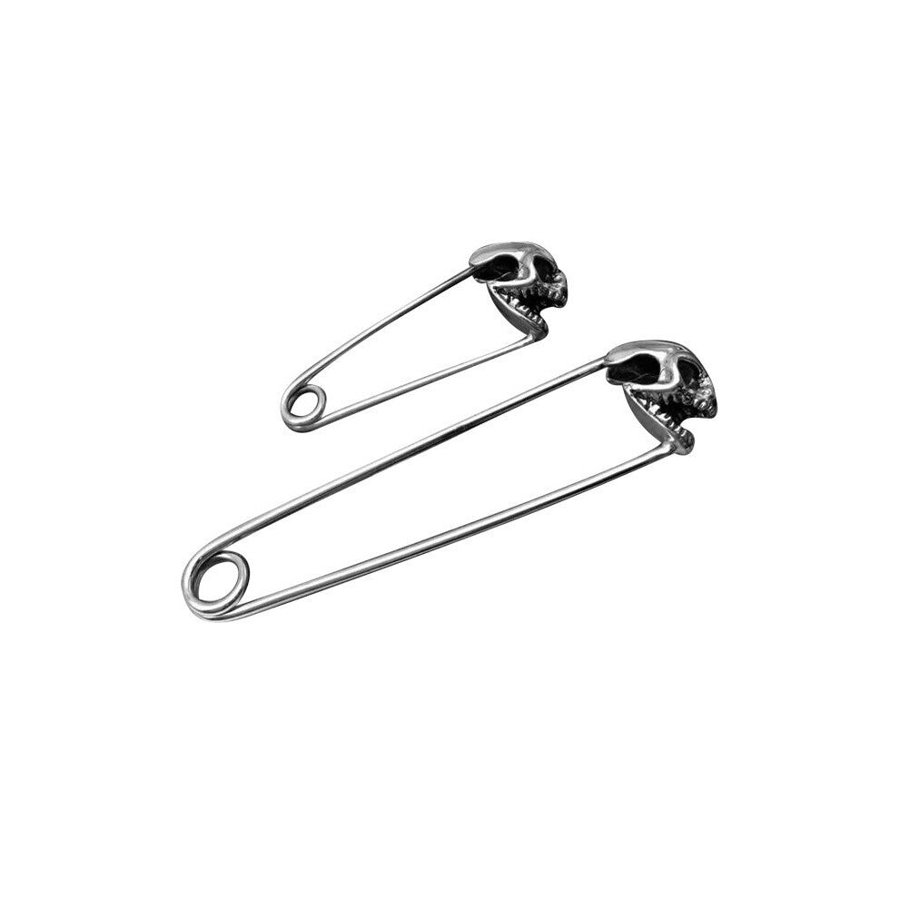 Pure S925 Silver Jewelry Punk Style Personality Flower Skull Pin Men's And Women's Accessories