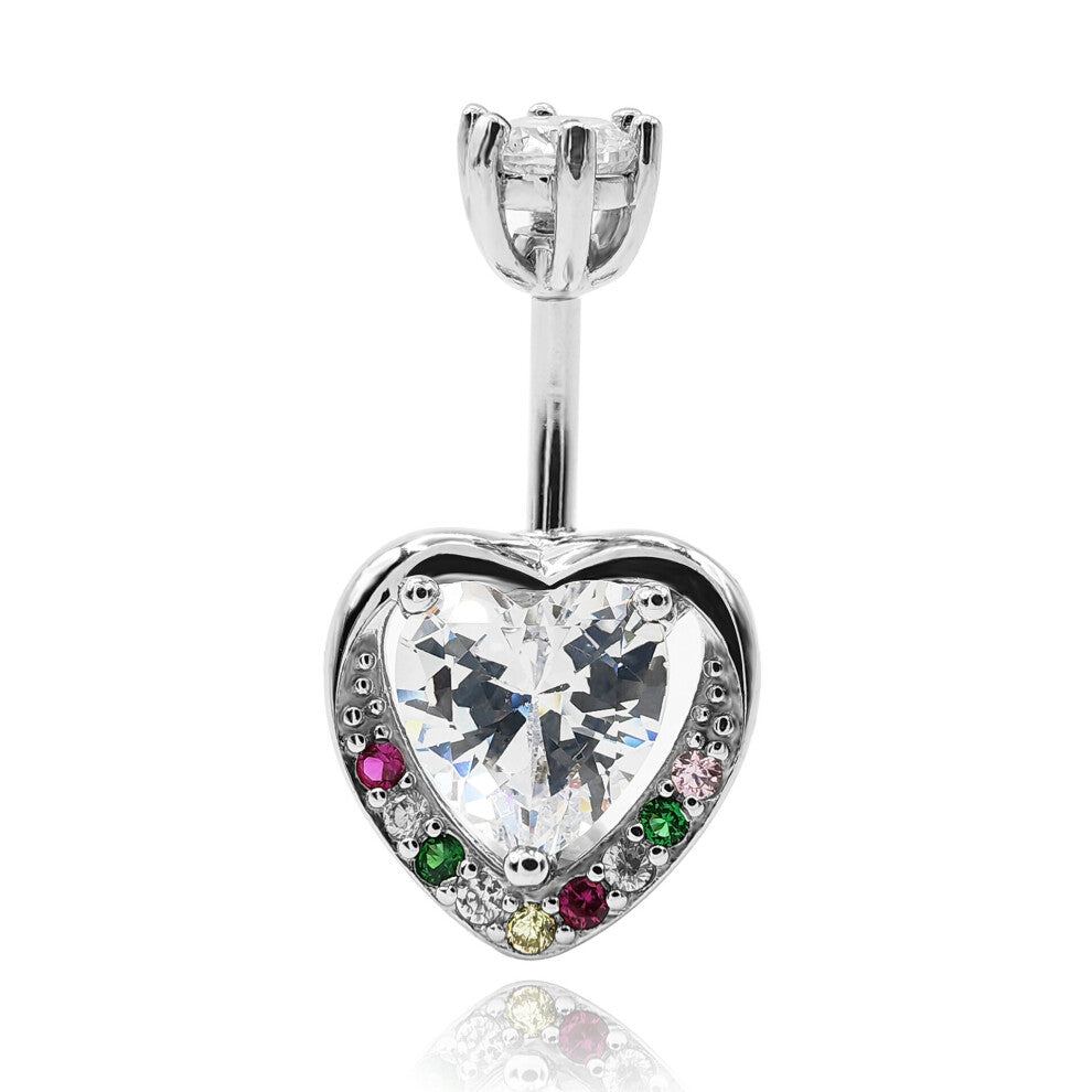 Heart Piercing Belly Button Rings Love 925 Sterling Silver Women Jewelry Body Piercing Accessories Belly Button Ring