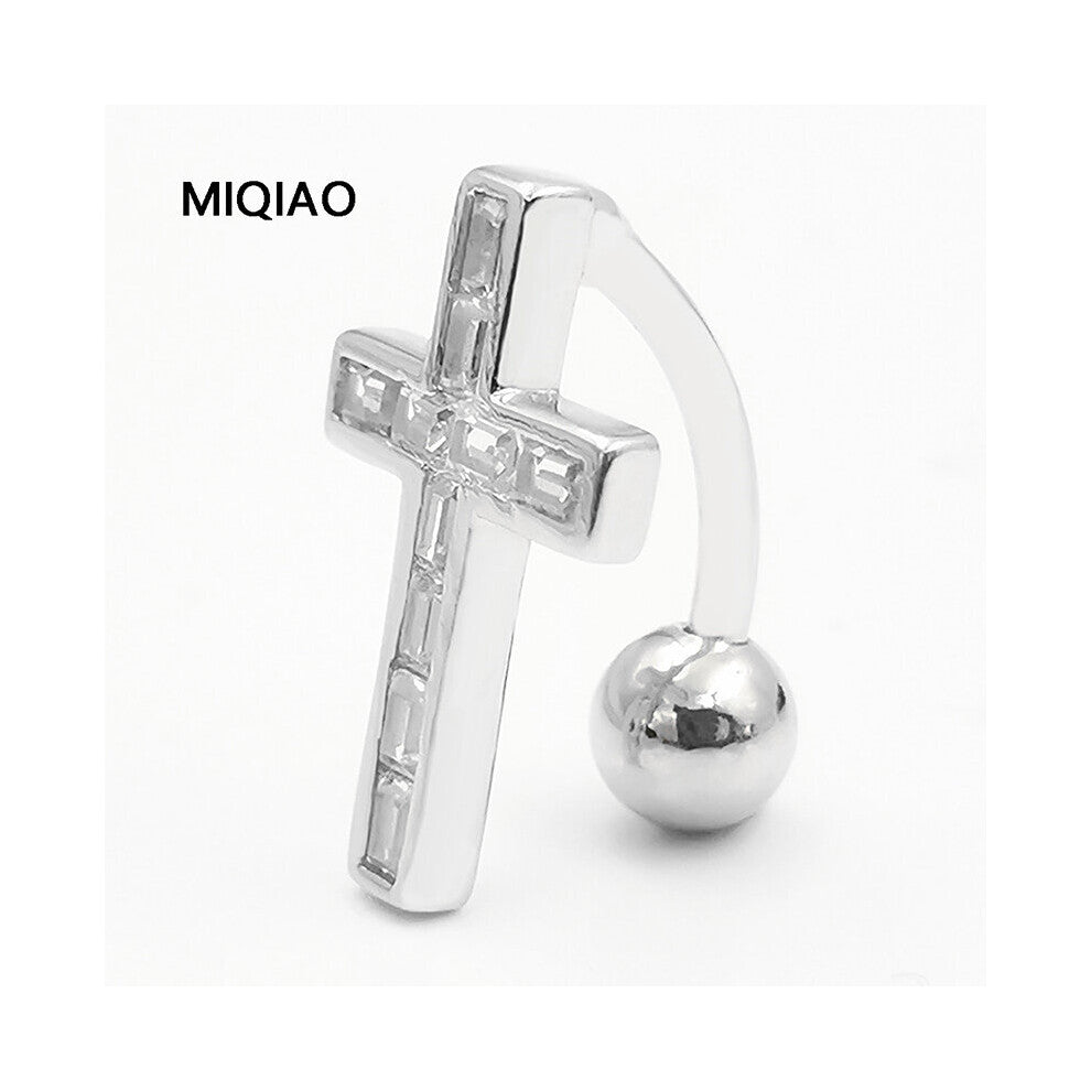 Cross Piercing Belly Button Rings Body Piercing Jewelry S925 Silver Women's Accessories Sterling Silver