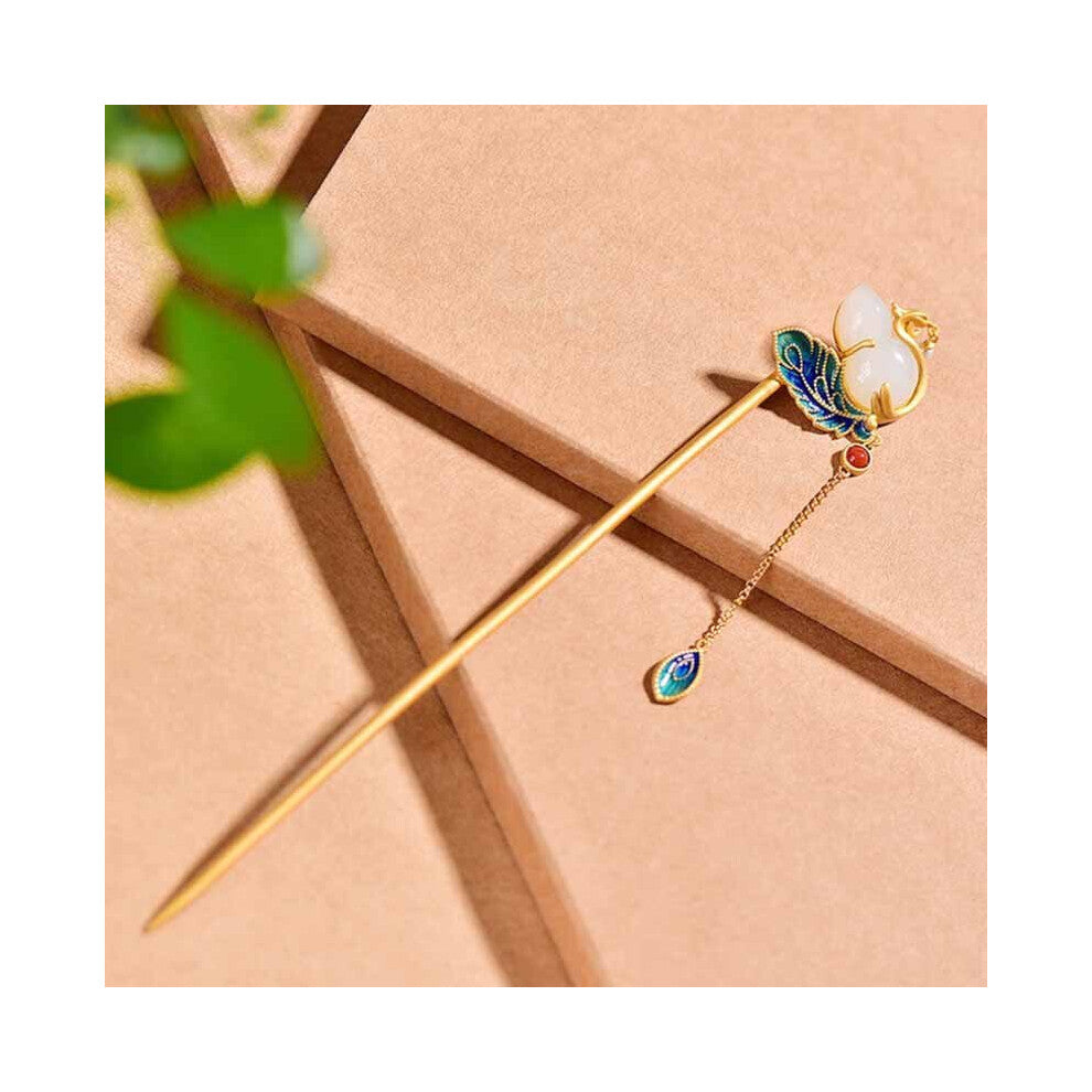 Natural chalcedony gourd hair jewelry enamel porcelain pendant high-end Chinese cheongsam hanfu accessories