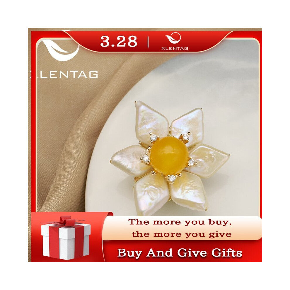 Natural Baroque Pearls Yellow Jade Floral Women Brooches Japanese Botanical Creative Accessories Wedding GiftGO0409