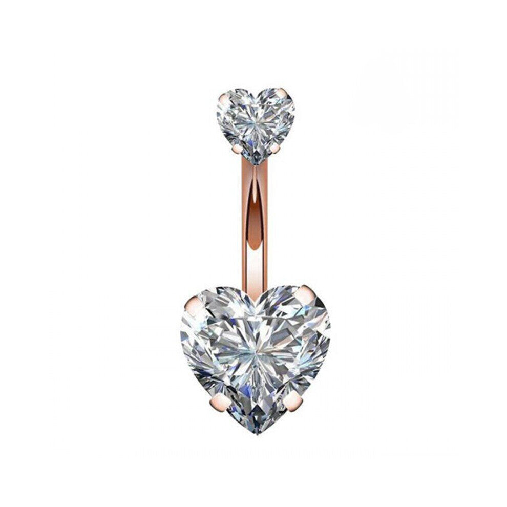 Heart Shape Navel Ring Belly Button Peircing Stainless Steel Zircon Jewelry Punk Personality Accessories for Women