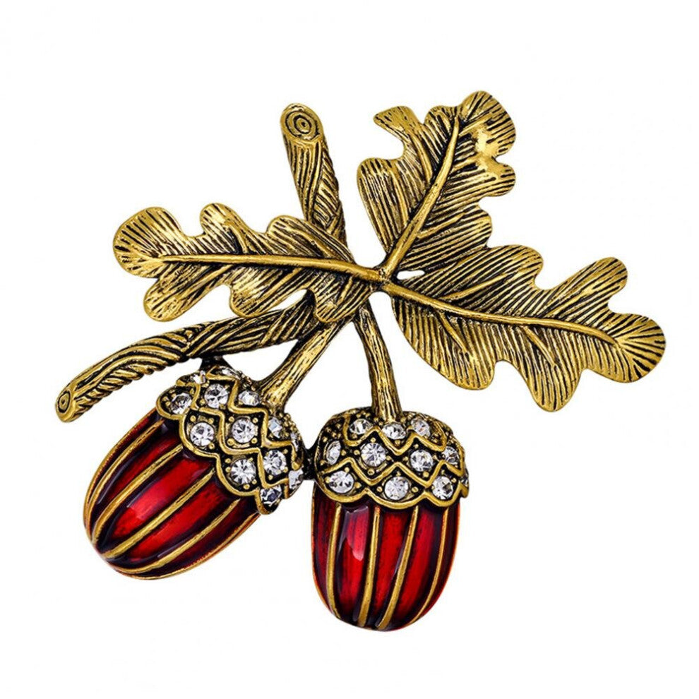 Red Unique Rhinestone Pine Tower Enamel Brooch Clothing Accessories Clothing Brooch Portable for Women