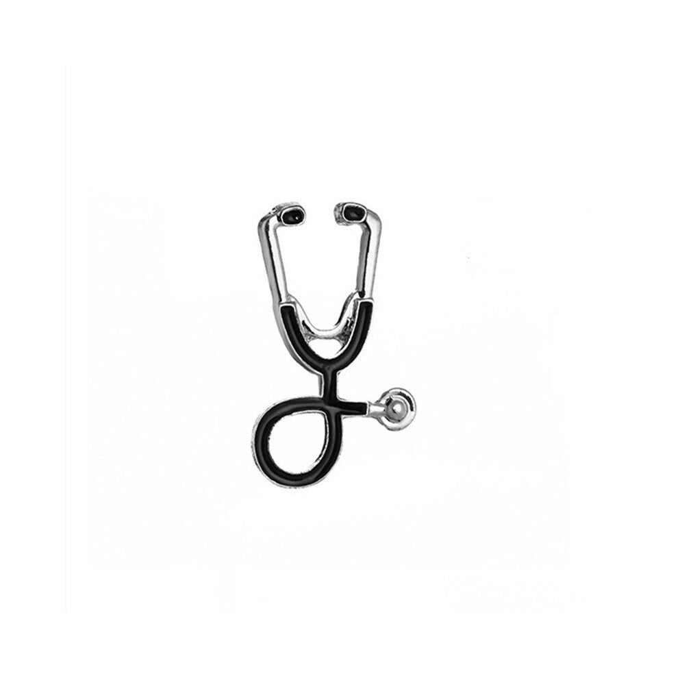Stethoscope Shape Brooch Crystal Enamel Pins Accessories For Doctor Nurse Clothes Lapel Pin Jewelry