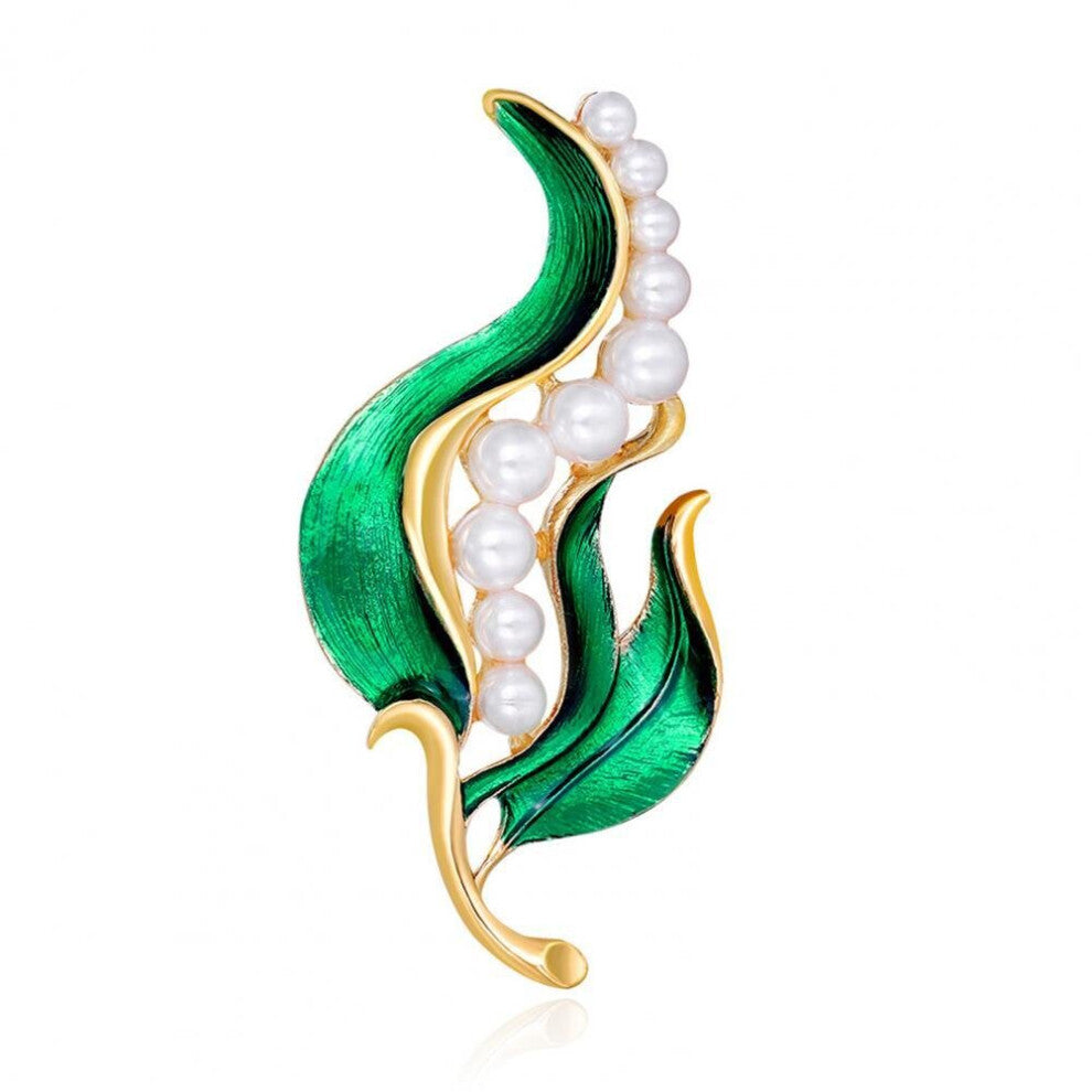 Unique Faux Peal Leaf Shape Ladies Brooch Girls Clothing Ornament Alloy Brooch Corrosion-Resistant for Daily Wear