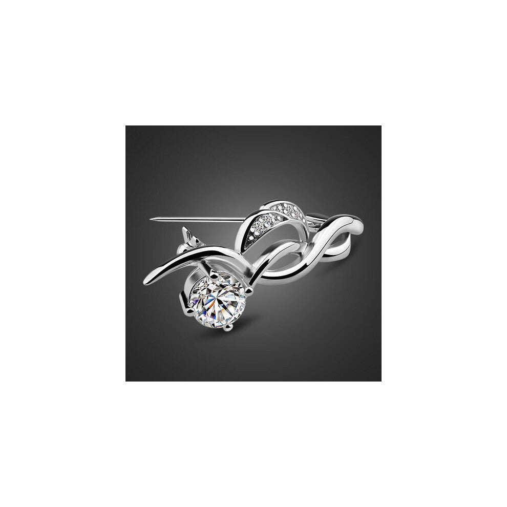 ladies jewelry 925 sterling silver brooch zircon inlaid solid silver accessories birthday present