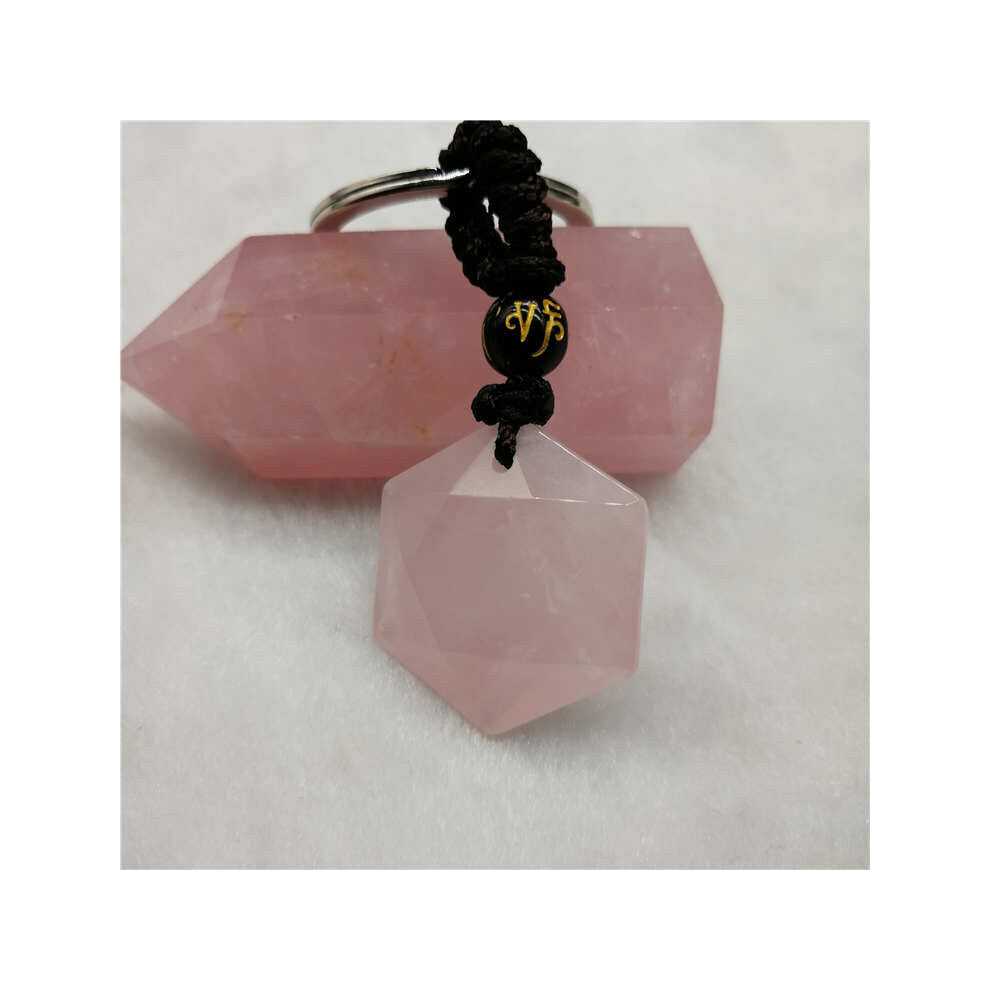1Pcs Natural Crystal Keychain Natural Quartz Stone Pendant Key Rings Pink Crystal Key Chains Bag Accessories