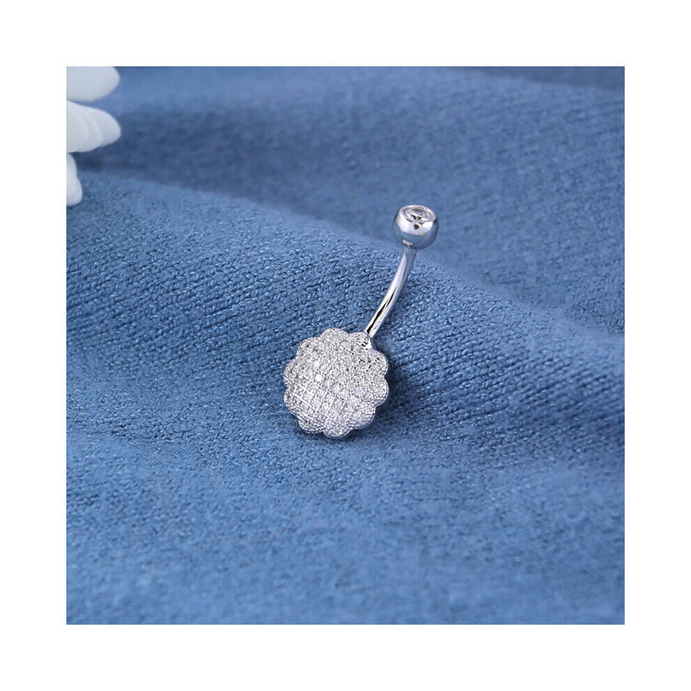 925 Silver Plum Blossom Belly Button Ring Navel Piercing Flower Women Jewelry Body Decoration Beach Accessories 6 8 10MM