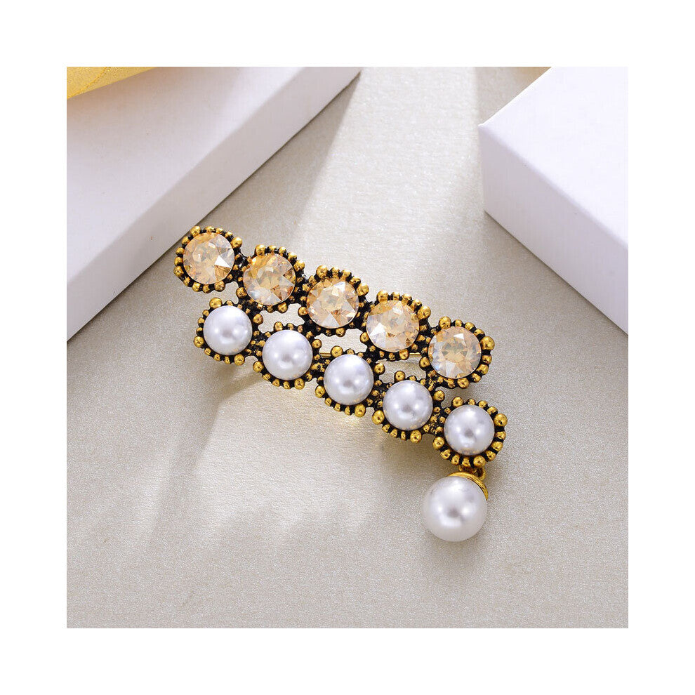 Hongye Vintage Irregular Pearls Brooches For Women Crystal Metal Party Dress Pins Jewelry Statement Accessories