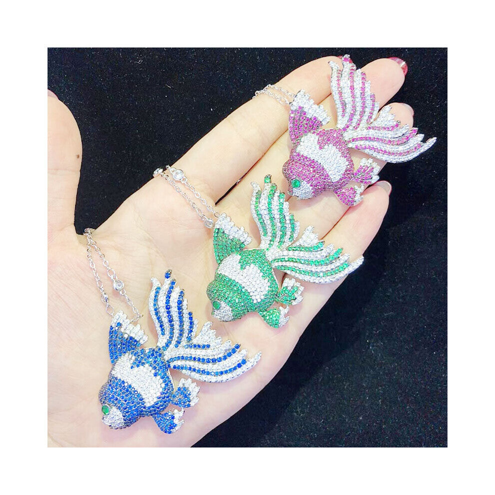 red-green-blue zircon fish brooch-pendant beads nature unique