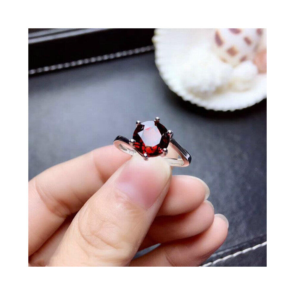 silver inlaid ruby round ladies open adjustable ring charm light jewelry accessories