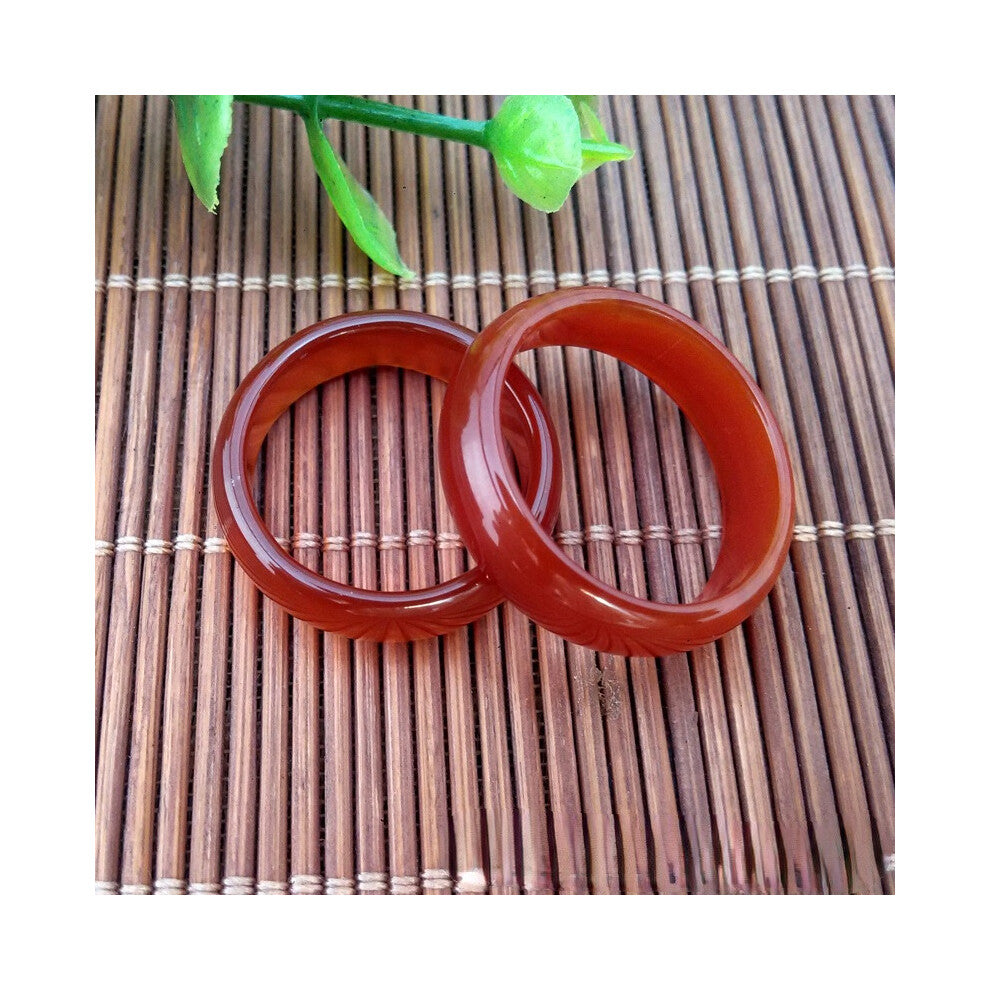 (Red-18 19mm Pure Gold Color) Natural Red Agate Ring Chinese Jadeite Ring Charm Jewelry Hand Carved Accessories for Women Men 16-19mm