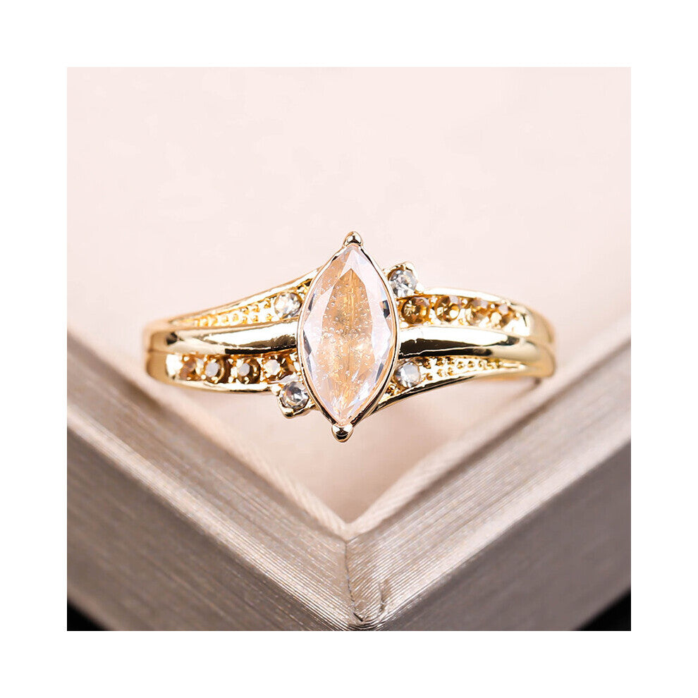 Novel Two-Tone Women Zirconia Ring Marquise Cut Ring For Women Girl Party Accessories