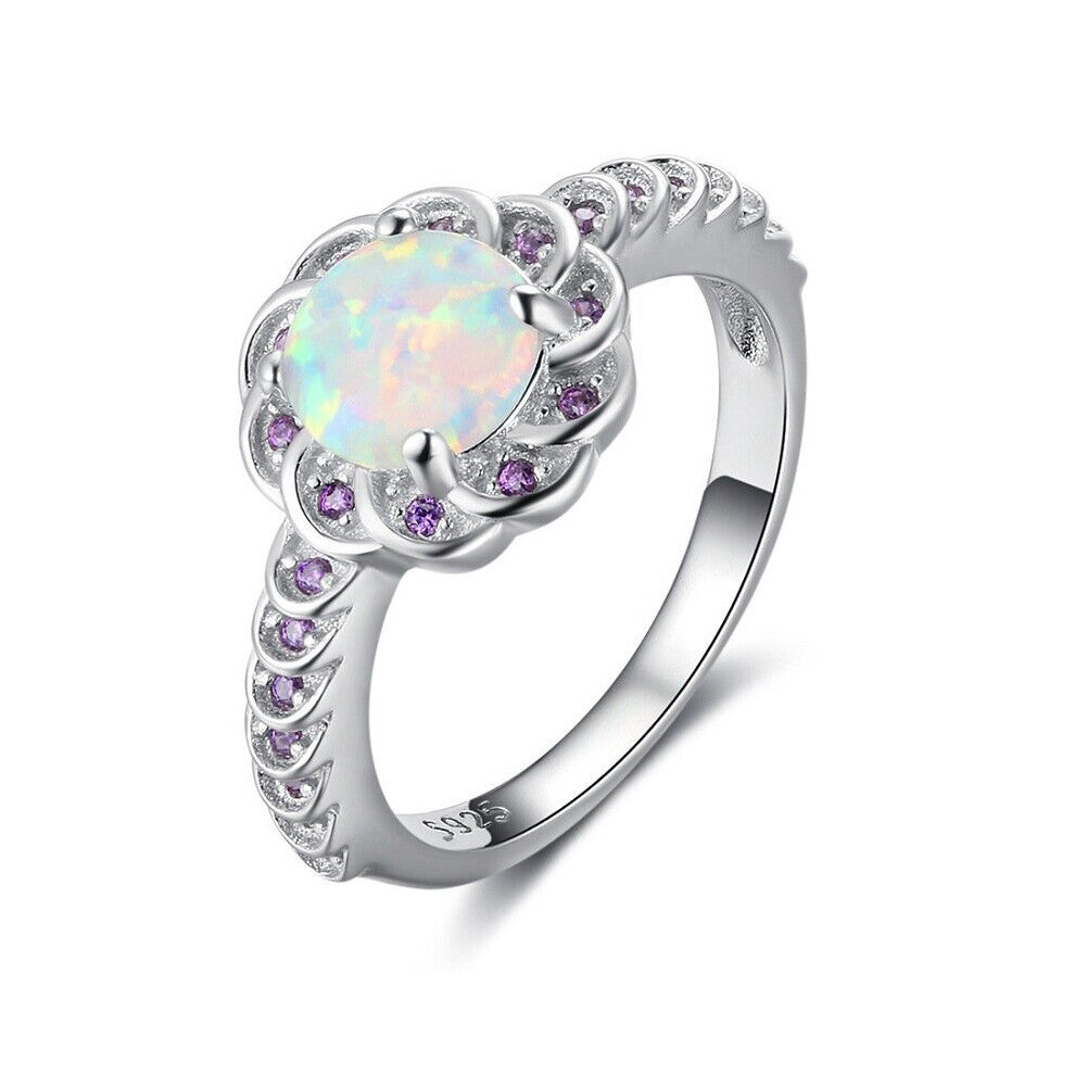 Classic Women Ring Round Flower Ring Engagement Wedding Accessories Jewelry For Femalel Gift