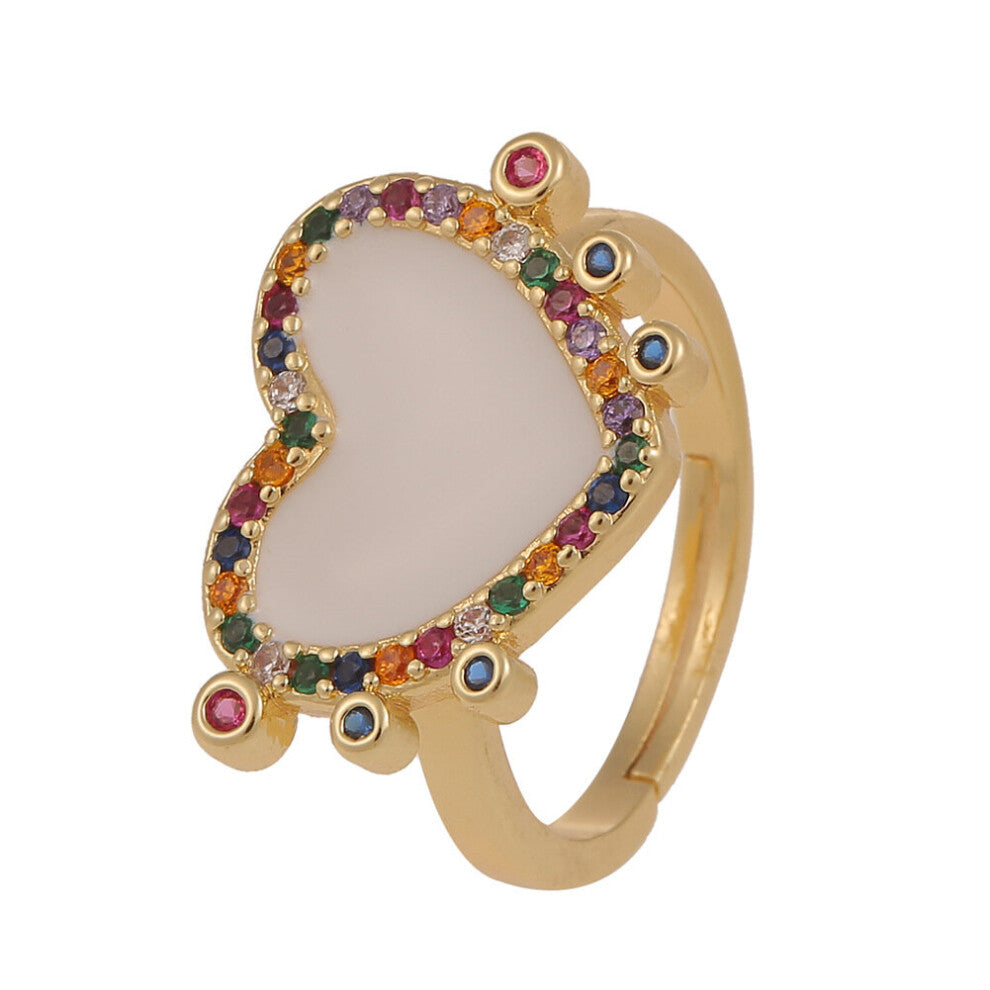 Jewelry Enamel Heart-shaped Ring Women's Ins Accessories Cocktail Party Party Gift