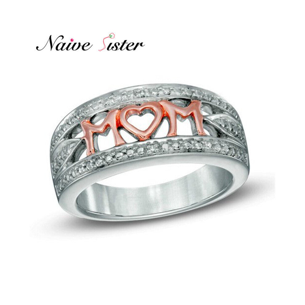Mother's Letter Mom Rings For Women Rose Copper Mood Ring Female Biker Party Jewelry Love Anillo