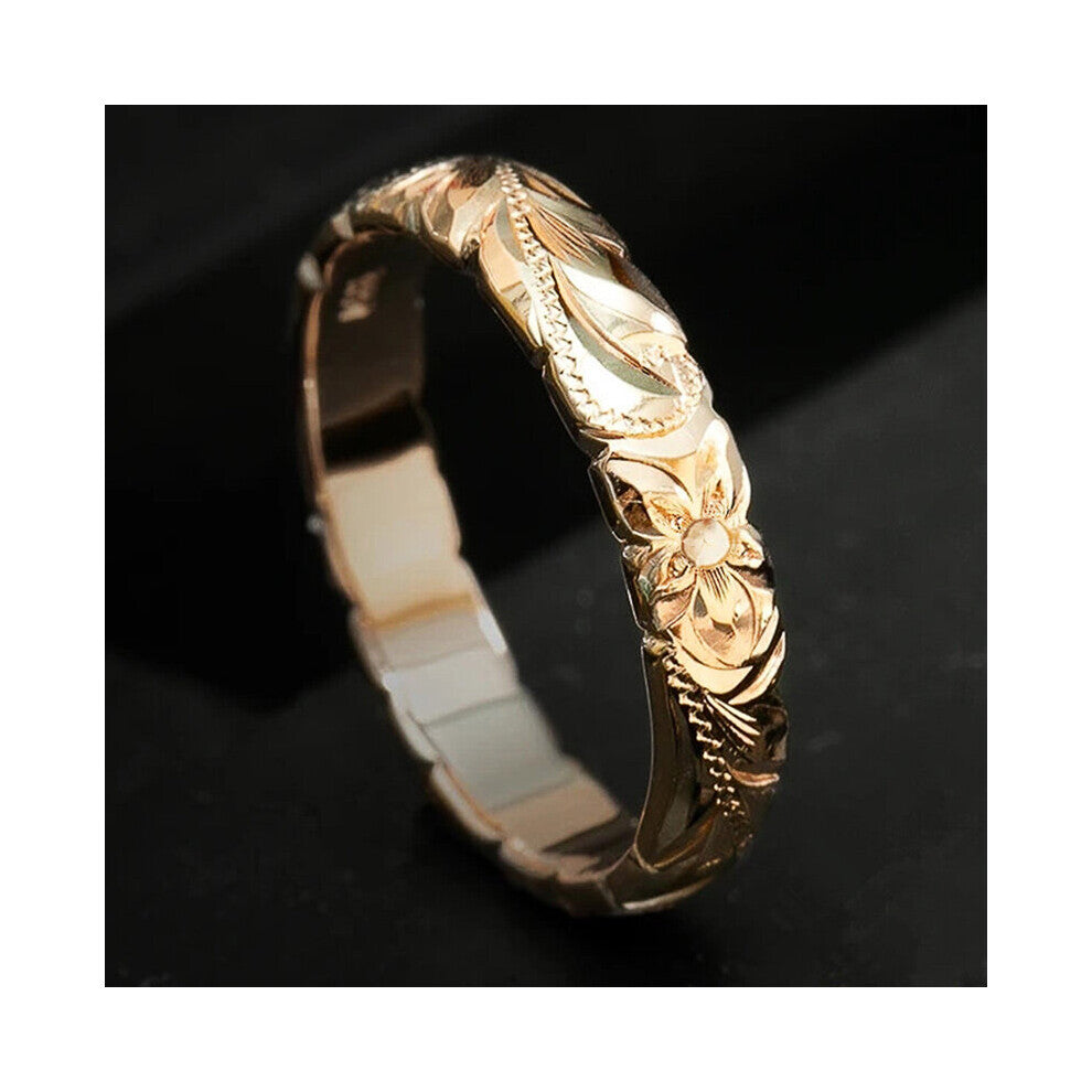 Huitan Carved Flower Pattern Band Classic Women Engagement Wedding Rings High Delicate Female Accessories