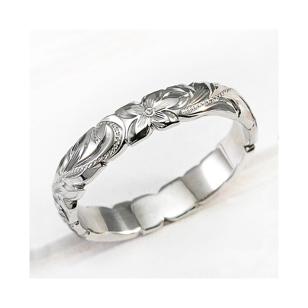 Huitan Carved Flower Pattern Band Classic Women Engagement Wedding Rings High Delicate Female Accessories