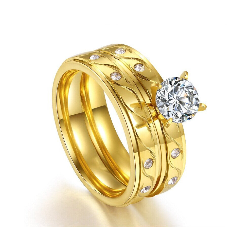 Foreign trade creative titanium ring with zircon ring female hand accessories stainless steel ring