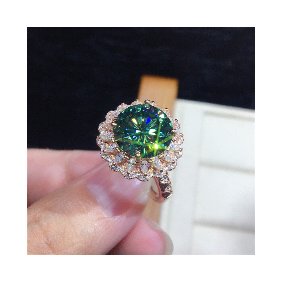 Huitan Brilliant Green Cubic Zirconia Ring Women's Finger-ring Accessories Wedding Party Engagement Bands Jewelry