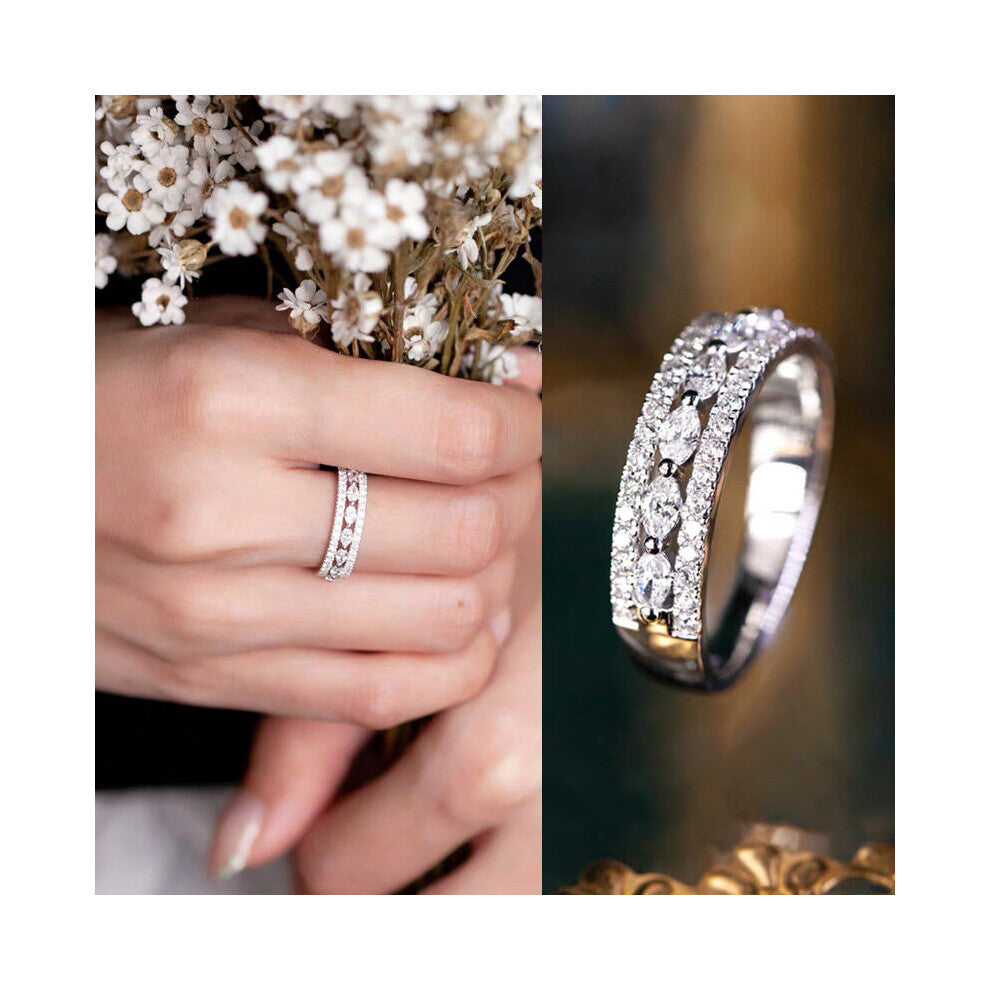 Low-key Fancy Women Wedding Rings Inlaid Round-Marquise Shaped CZ Female Accessories Anniversary Girl Gift