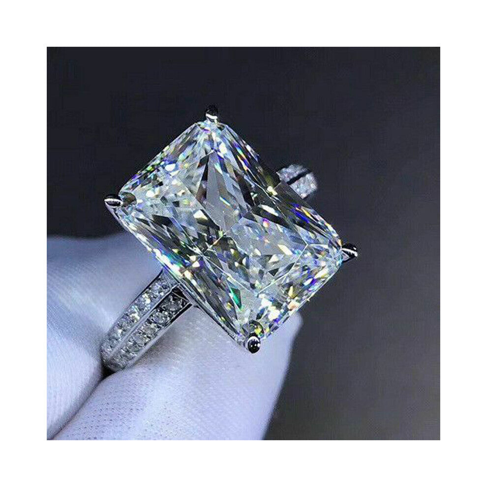 Big Square Crystal Stone Women Wedding Bridal Ring Engagement Party Anniversary Gift Large Rings
