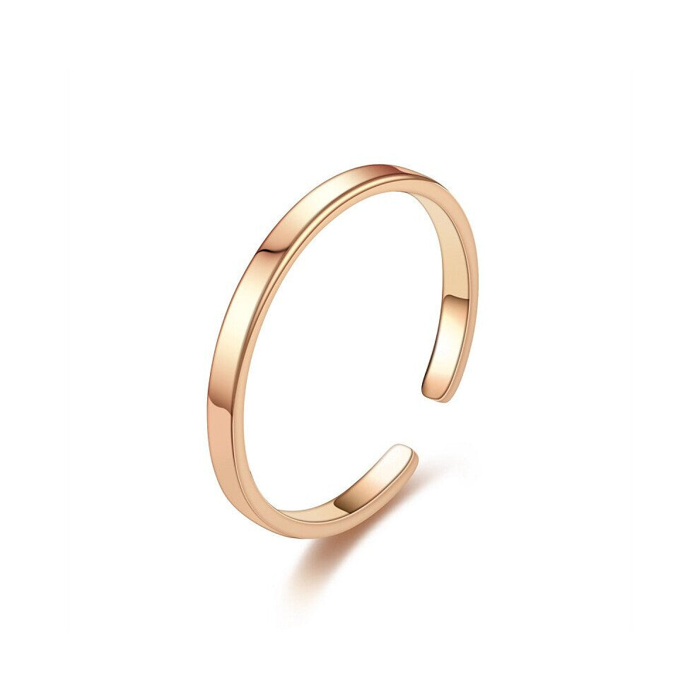 2mm Glossy Titanium Steel Ring Women Men Personality Plain Ring Female Retro Adjustable Tail Ring Little Finger Jewelry