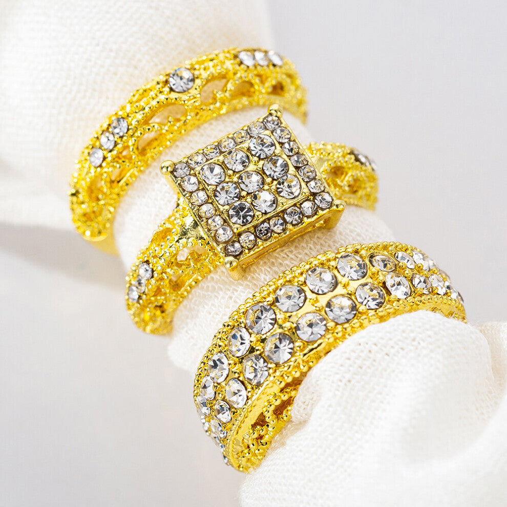 3pcs-set Rings Wedding Rings For Women Female Zircon Engagement Rings Jewelry Party Accessories