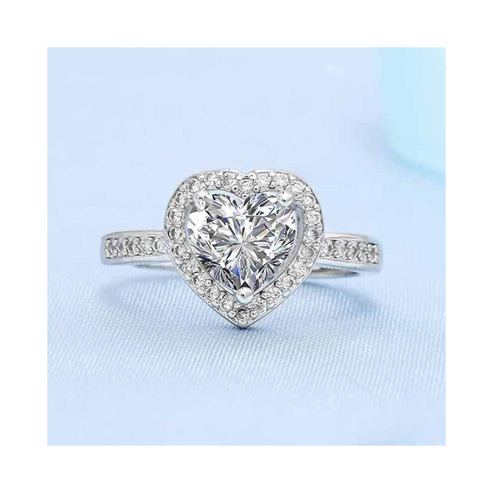 Heart Zircon Stone Rings for Women Adjustable Ring Wedding Engagement Bridal Ring Jewelry Accessories