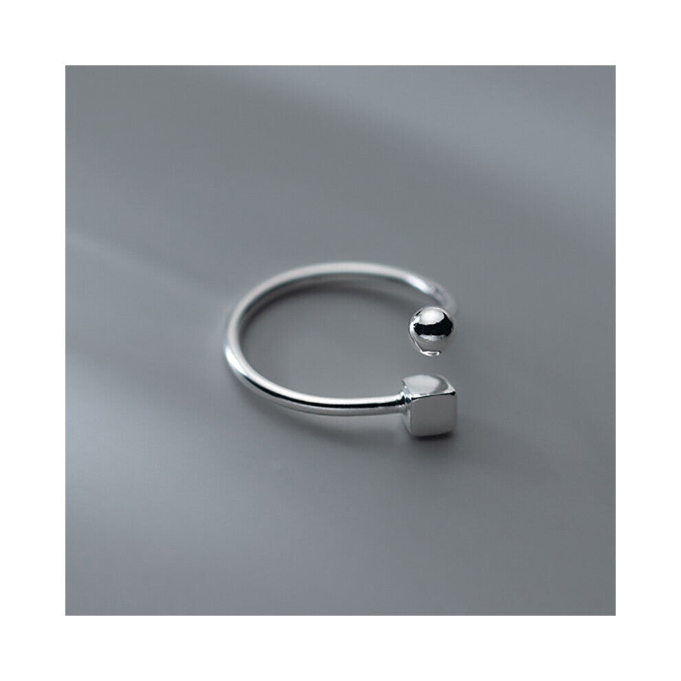 Silver Square Bead Glossy Geometric Irregular Adjustable Index Finger Rings For Women Jewelry