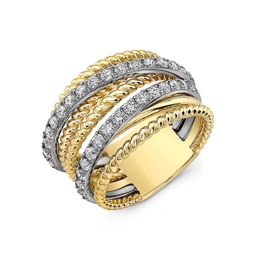 Multi-layer Zirconia Rhinestone Rings For Women Accessories Statement Wedding Band Jewelry Women Rings