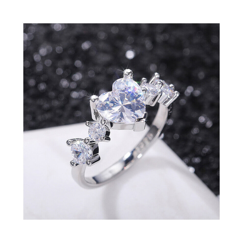 Heart Rhinestones Zircon Rings for Women Accessories Statement Engagement Wedding Band Women Rings