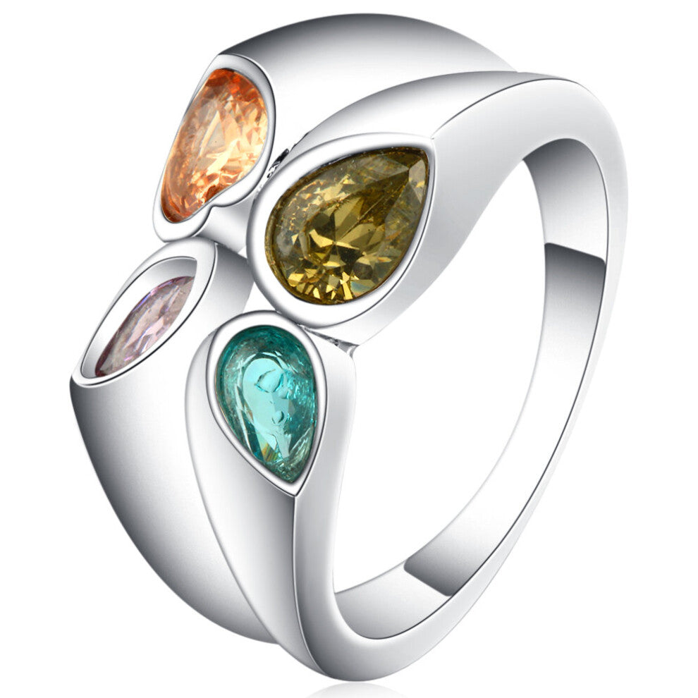 Future elements open ring for women jewelry accessories wedding 4 crystal inlay for party drop