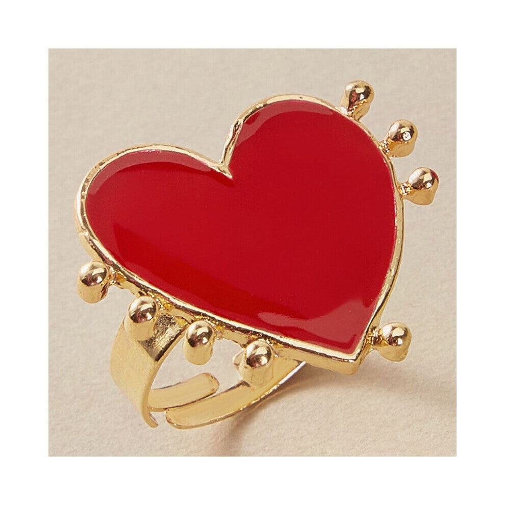 Heart Rings for Women Red Dripping Oil Geometry Metal Finger Ring Female Wedding Jewelry Accessories 9792