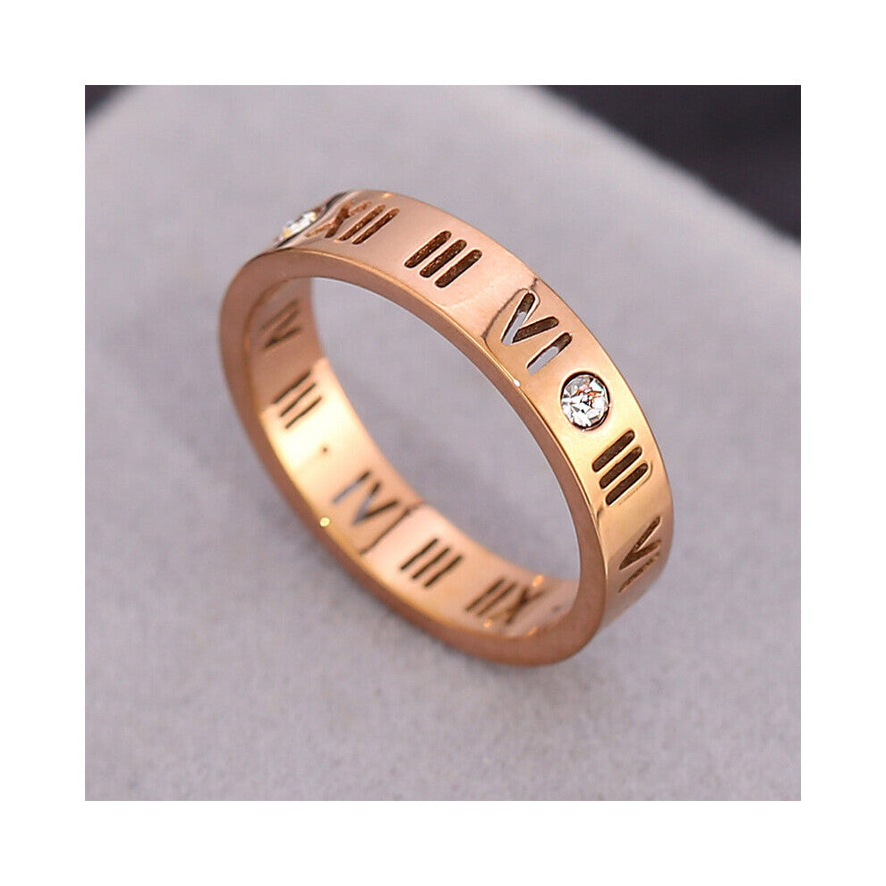Vintage Style Micro Inlay Zircon Hollow Roman Numerals Rings For Women Retro Stainless Steel Ring Jewelry Female Accessories