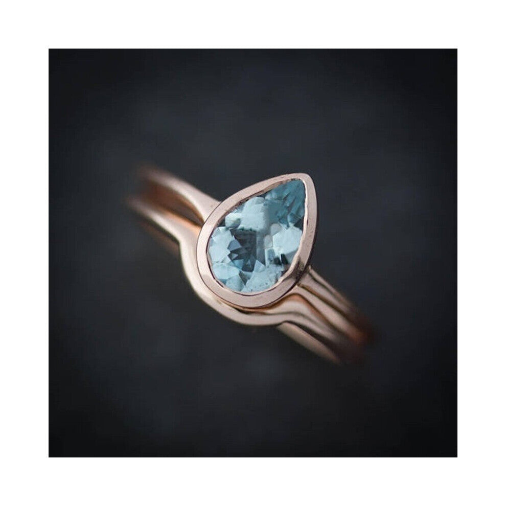 I & 2pcs-set Bohemian Water-Drop Shaped Light Rhinestones Ring Set For Women Accessories Jewlery Girl Gift