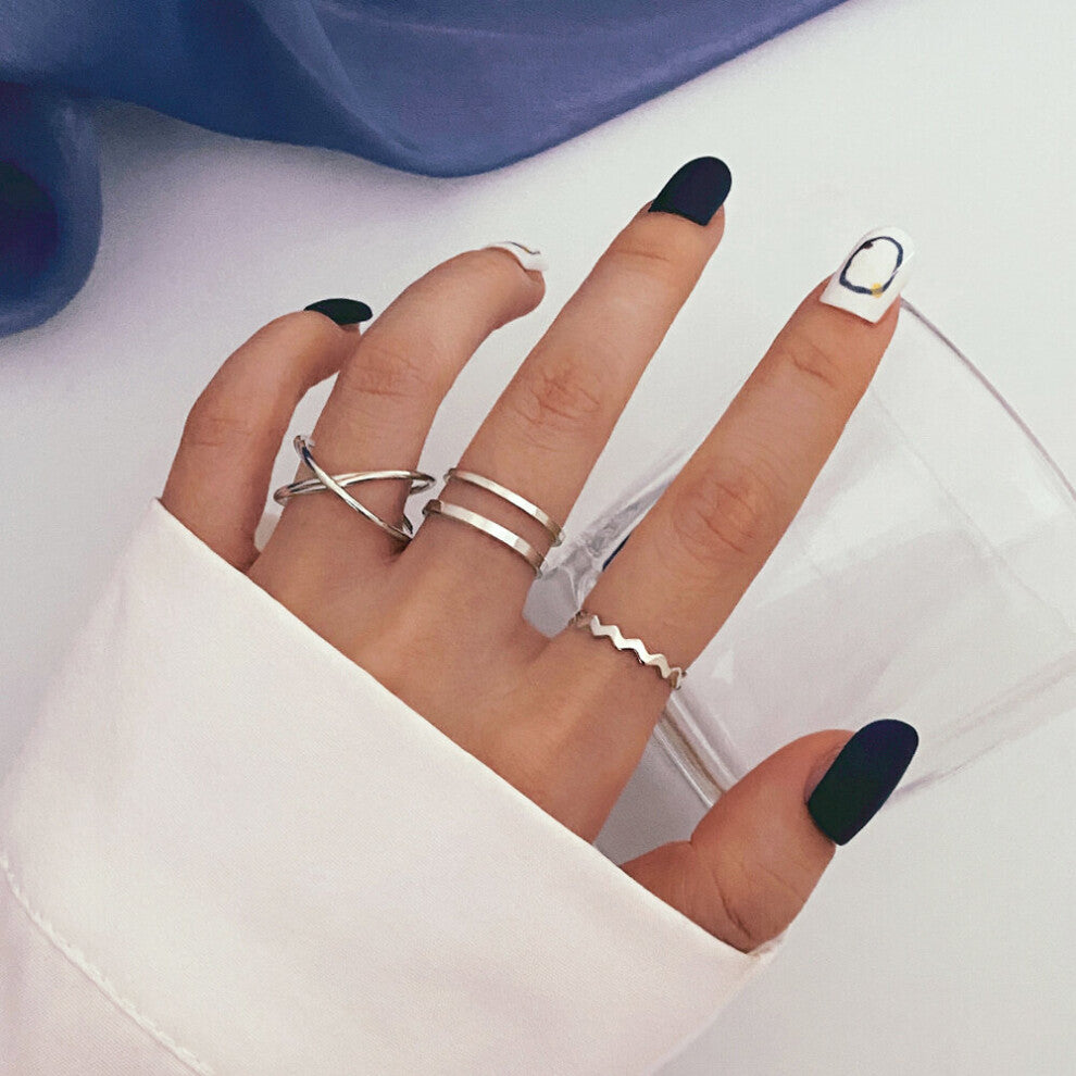 Gothic 3pcs-set Wave Cross Open Rings for Women Vintage Women's Rings Gift Jewelry for Woman Accessories Female