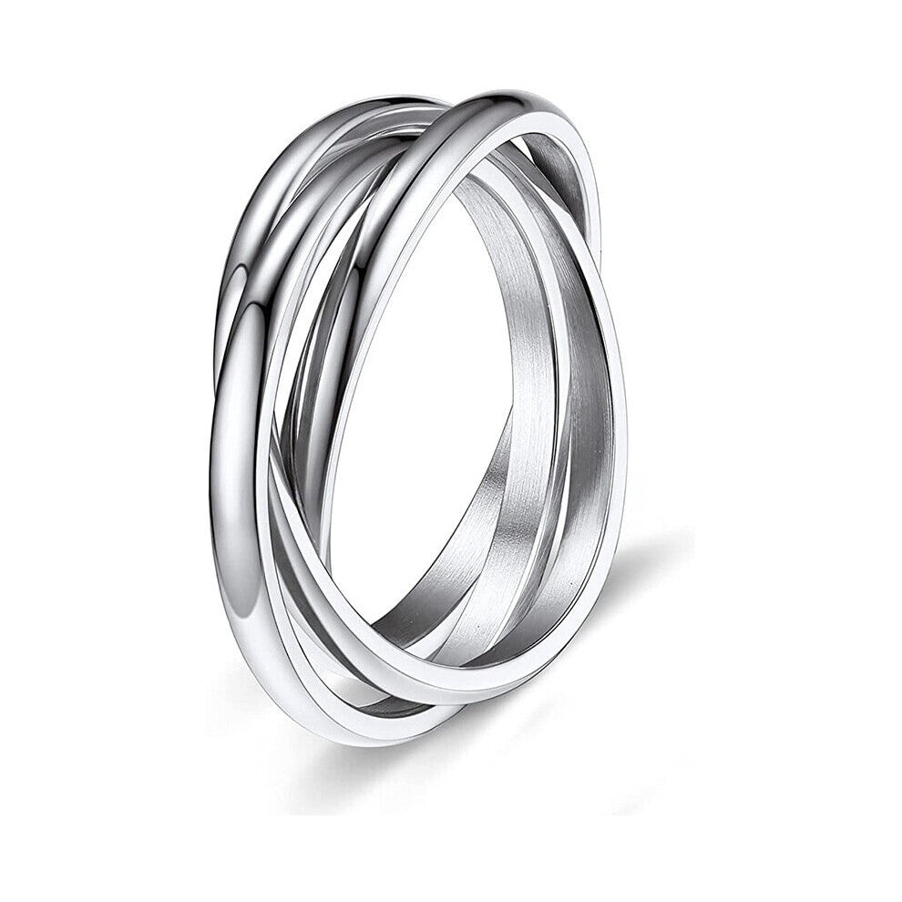 Classic Triple Interlocking Engagement Ring Stainless Steel Wedding Promise Finger Jewelry Gift Women's Accessories