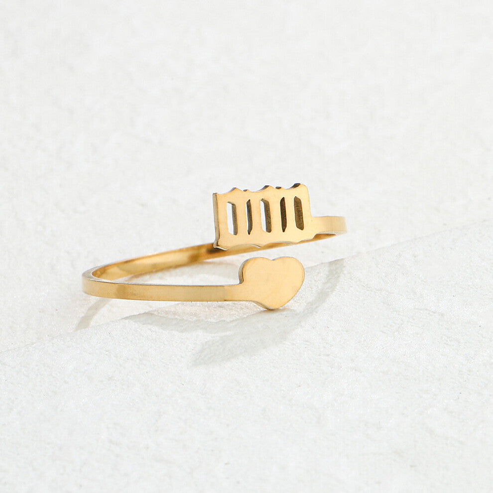 444 888 111 222 333 555 777 999 666 Lucky Angel Number Rings For Women Stainless Steel Adjustable Finger Rings Accessories Gift