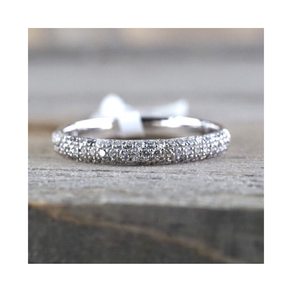 Silver Wedding Bands for Women Cubic Zirconia Ring Female Daily Wear Party Accessories Jewelry