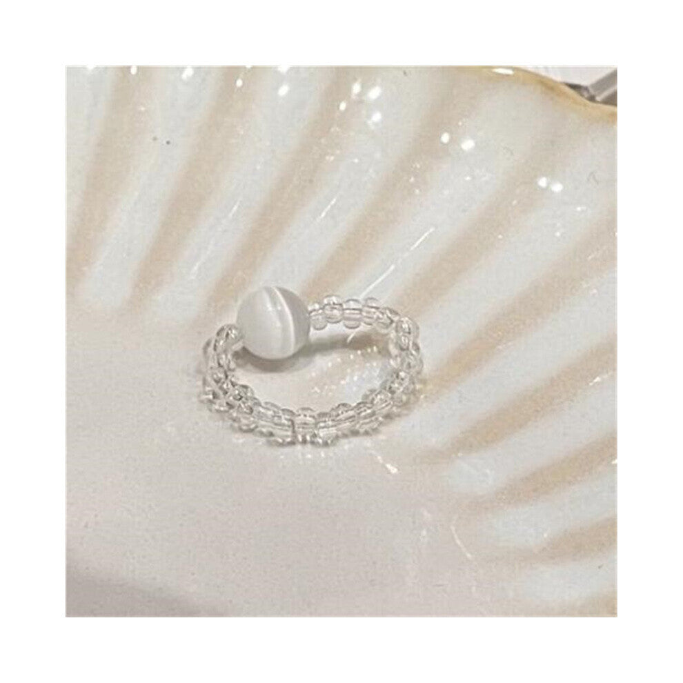 Heart-shaped Clear Elastic Ring For Women Female Party Acrylic Rings Accessories Jewelry for Girl