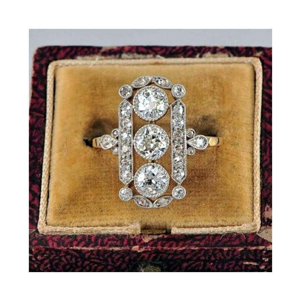 Silver Crystal Ring for Bride Proposal Engagement Party Wedding Accessories Female Rings Vintage Jewelry