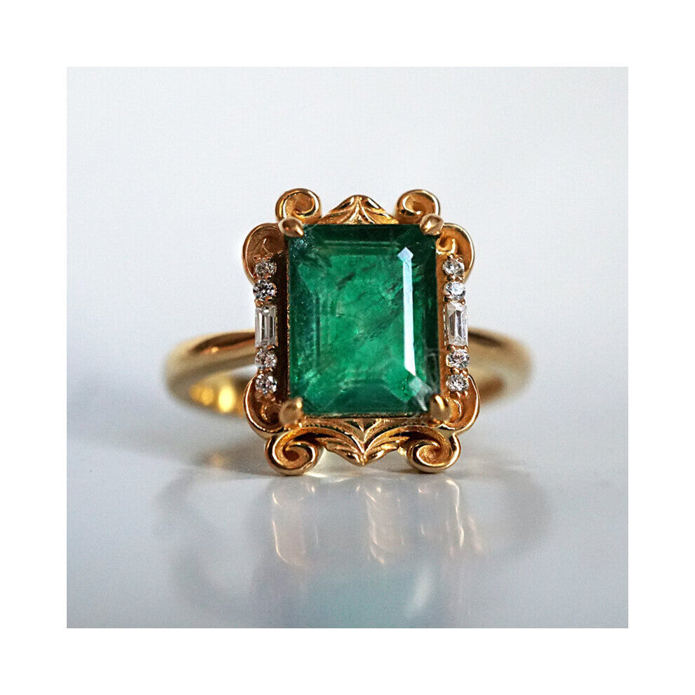 Sparkling Green Cubic Zircon Ring Wedding Rings for Women Engagement Party Accessories Jewelry