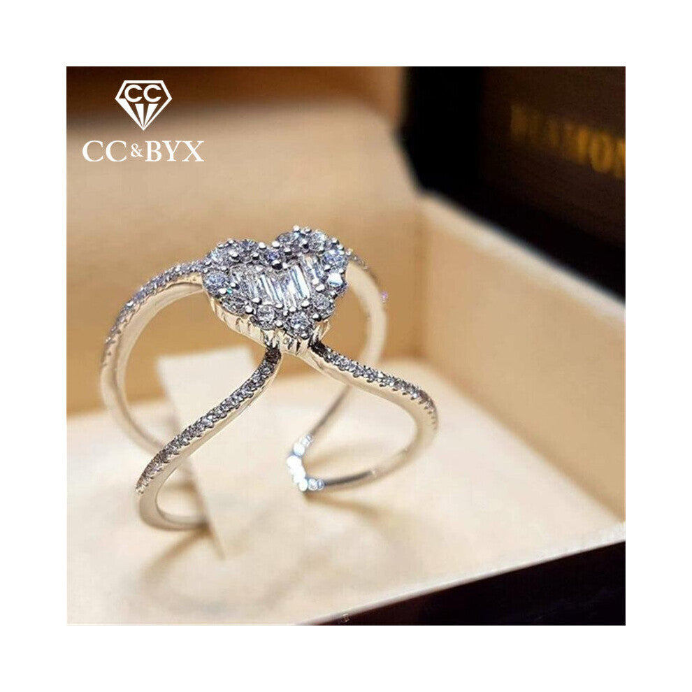 CC Jewelry Rings For Women Heart Cubic Zirconia Ring Bridal Wedding Engagement Accessories Drop CC2292