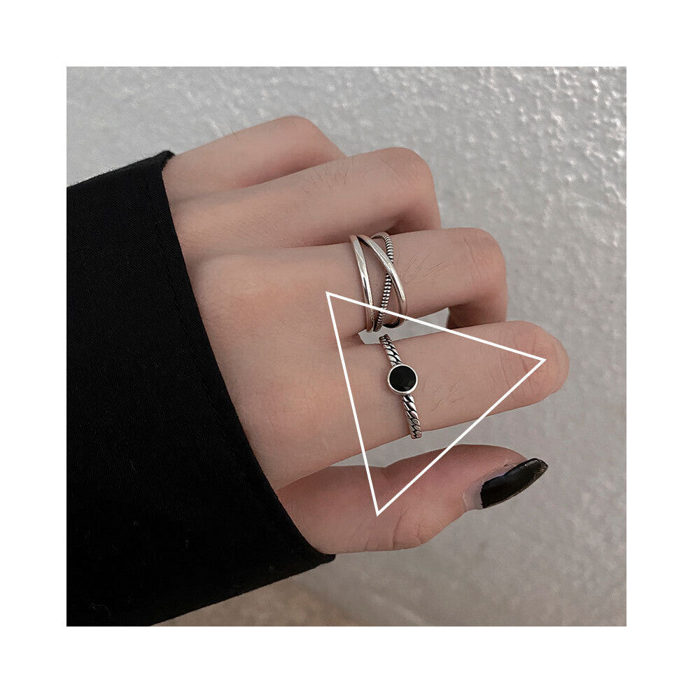 Retro Rings for Girl Women Silver Stackable Jewelry Zinc Alloy Accessories Engagement Gift