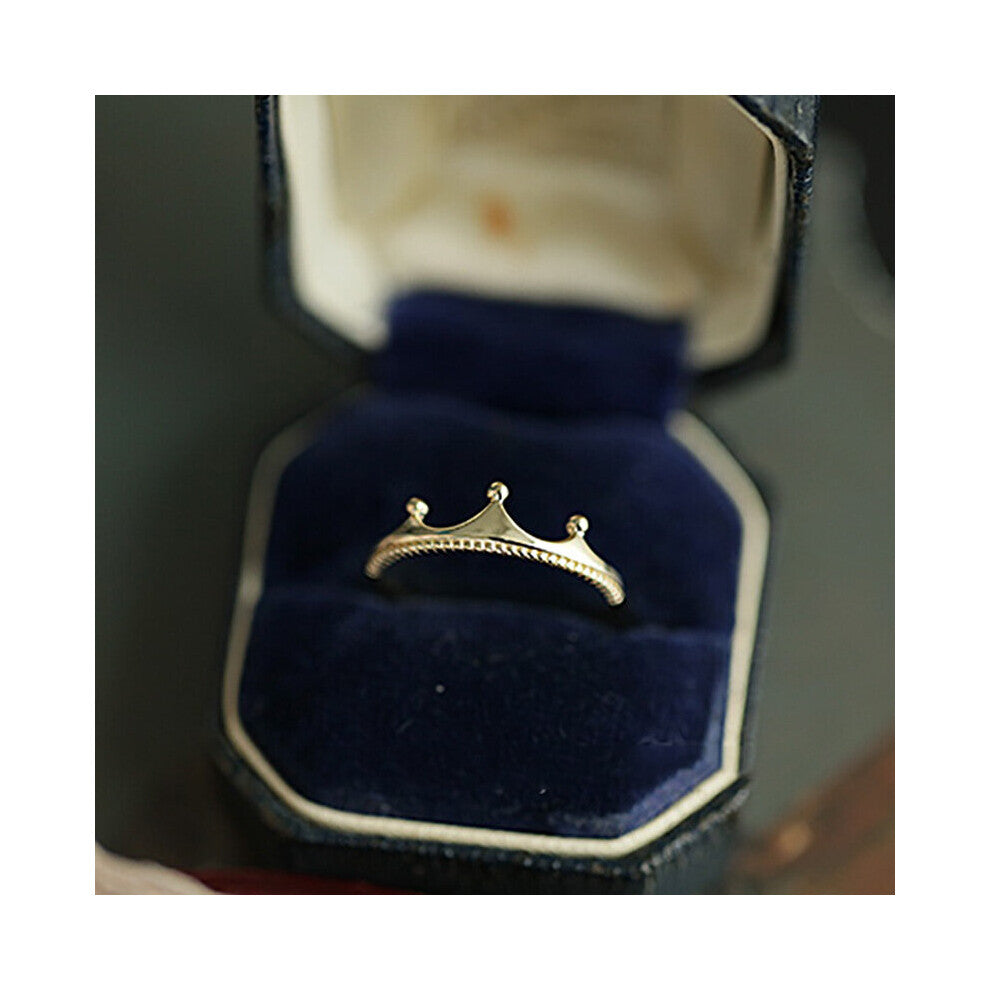 Women Crown Ring 18k Jewelry Size Resizable Copper Accessories Engagement Wedding Band Cocktail Anniversary Gift