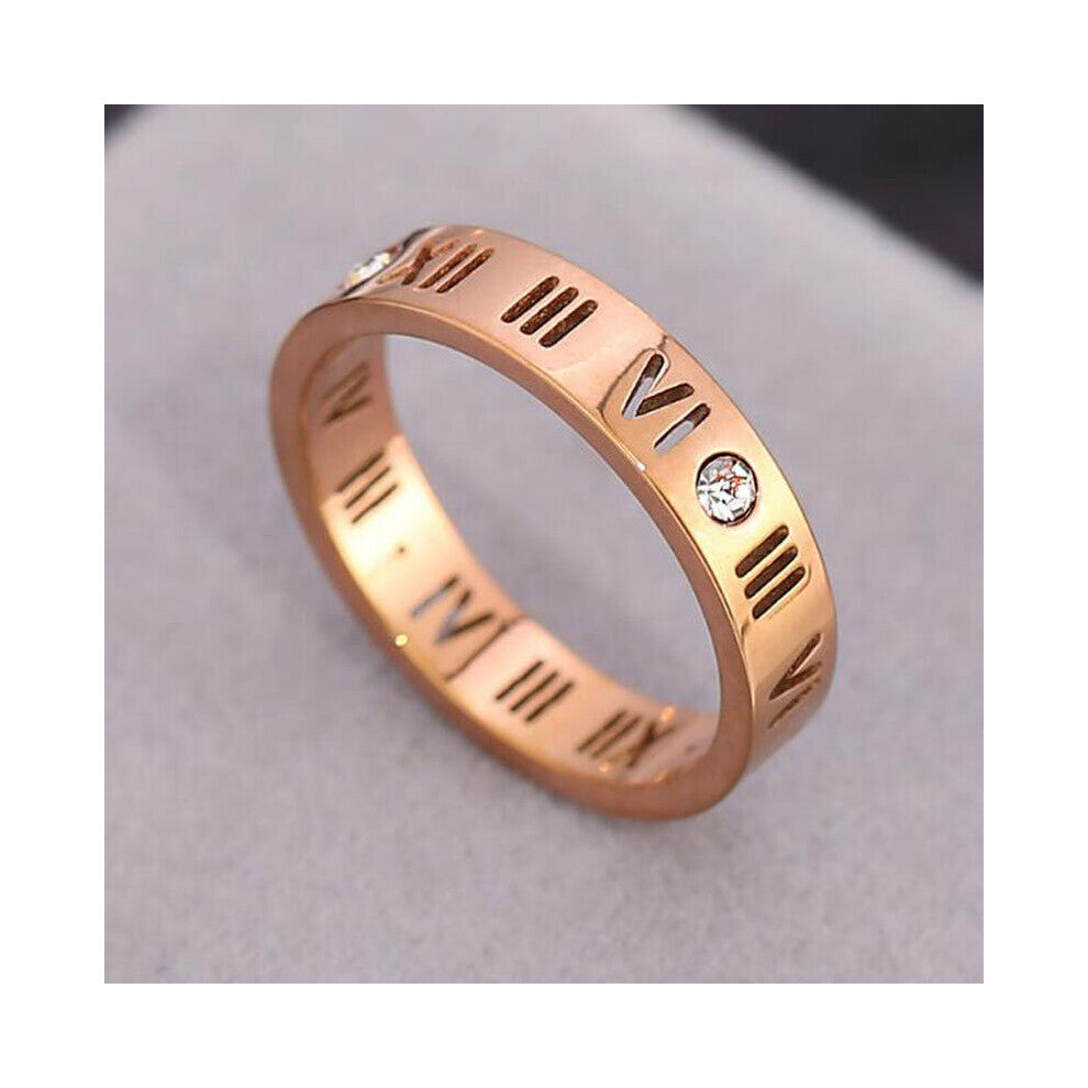 Classic Roman Numerals Stainless Steel Rose Ring Jewelry Accessories For Women Gift
