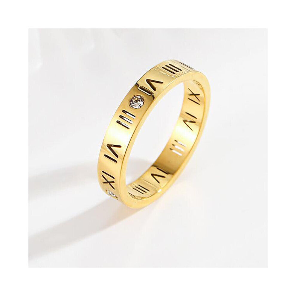Classic Roman Numerals Stainless Steel Rose Ring Jewelry Accessories For Women Gift