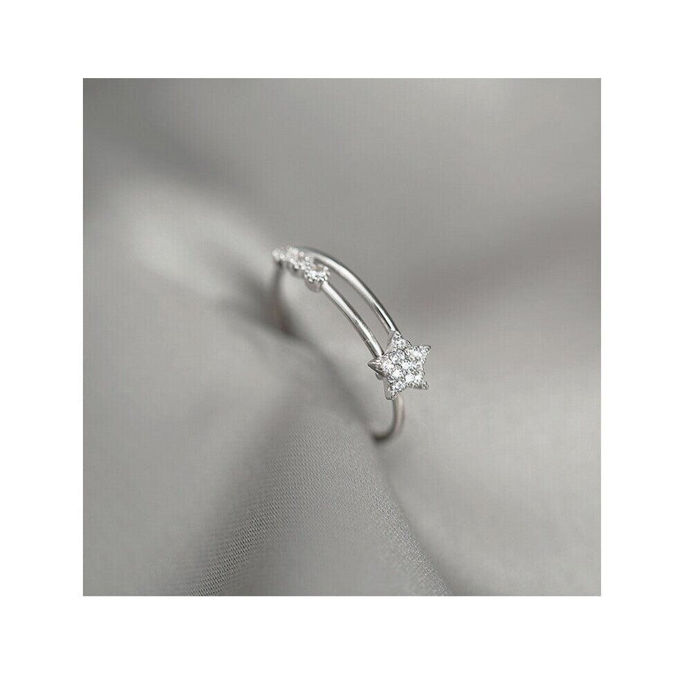 Star Rings for Women Stackable Jewelry Silver Cubic Zirconia Jewellery Party Gift Wedding Band Accessories