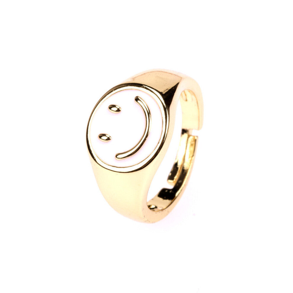 Hot Ins Vintage Colorful Smiley Face Ring Smiley Metal Rings for Women Girls Accessories